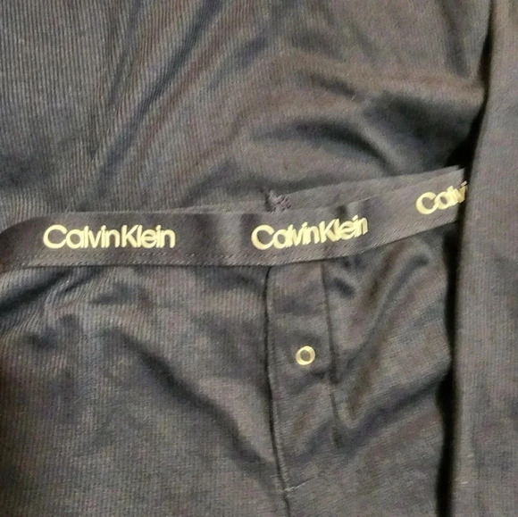 Calvin Klein Pajama Set Long Sleeve Shirt Loungewear Viscose  Dark Navy Size M L - Picture 5 of 11